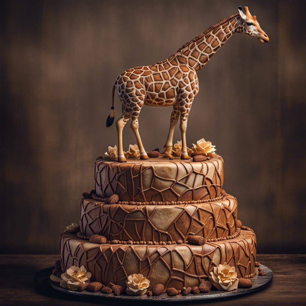 African Themed 3-Tier Cake in Hyperrealistic Style
