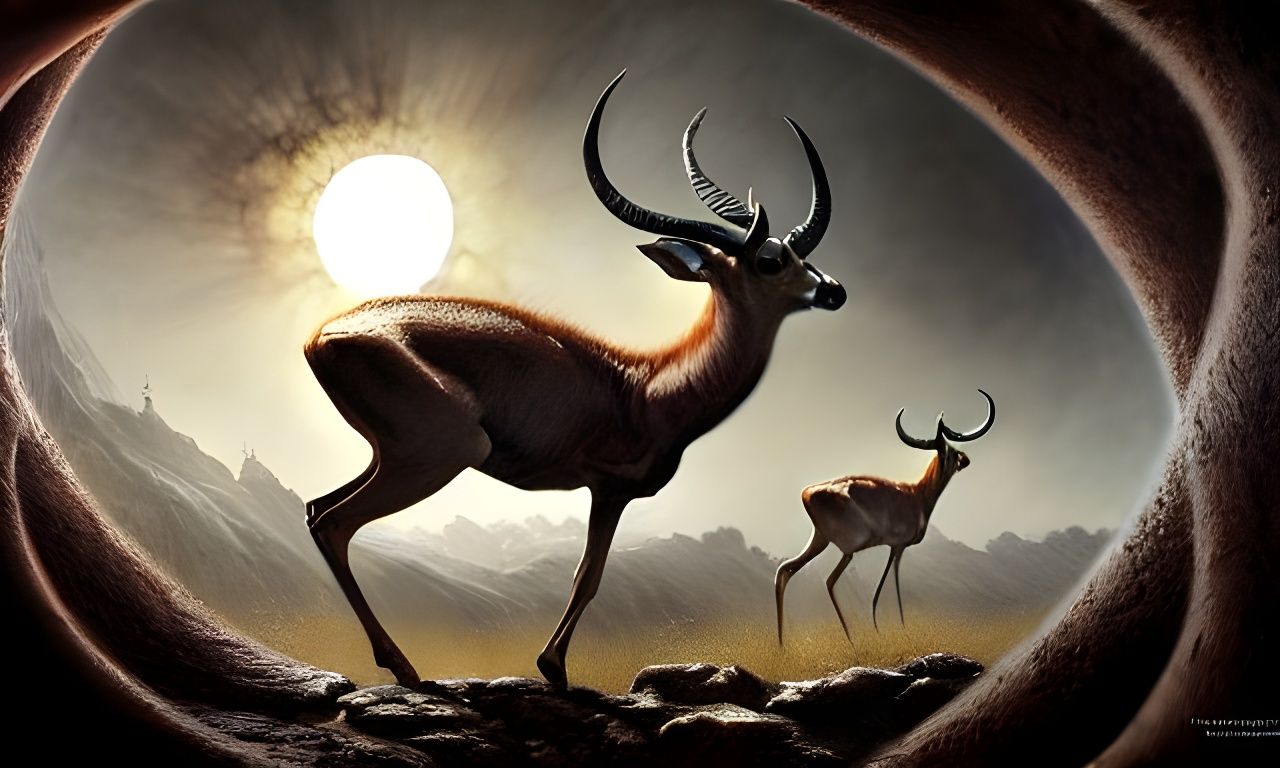 Graceful Antelope: Hyperdetailed Matte Painting