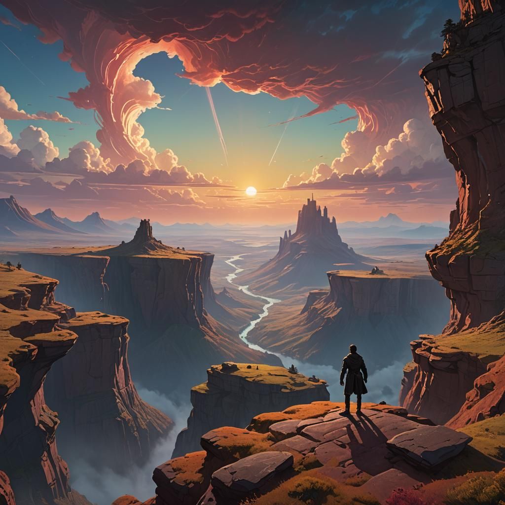 Regal Figure Overlooks Earth: Cinematic Digital Painting