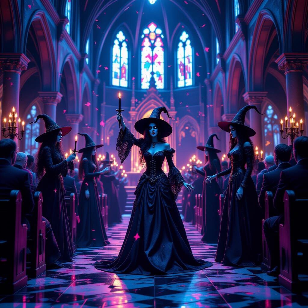 Undead and Witches Celebrate New Year in Gothic Church