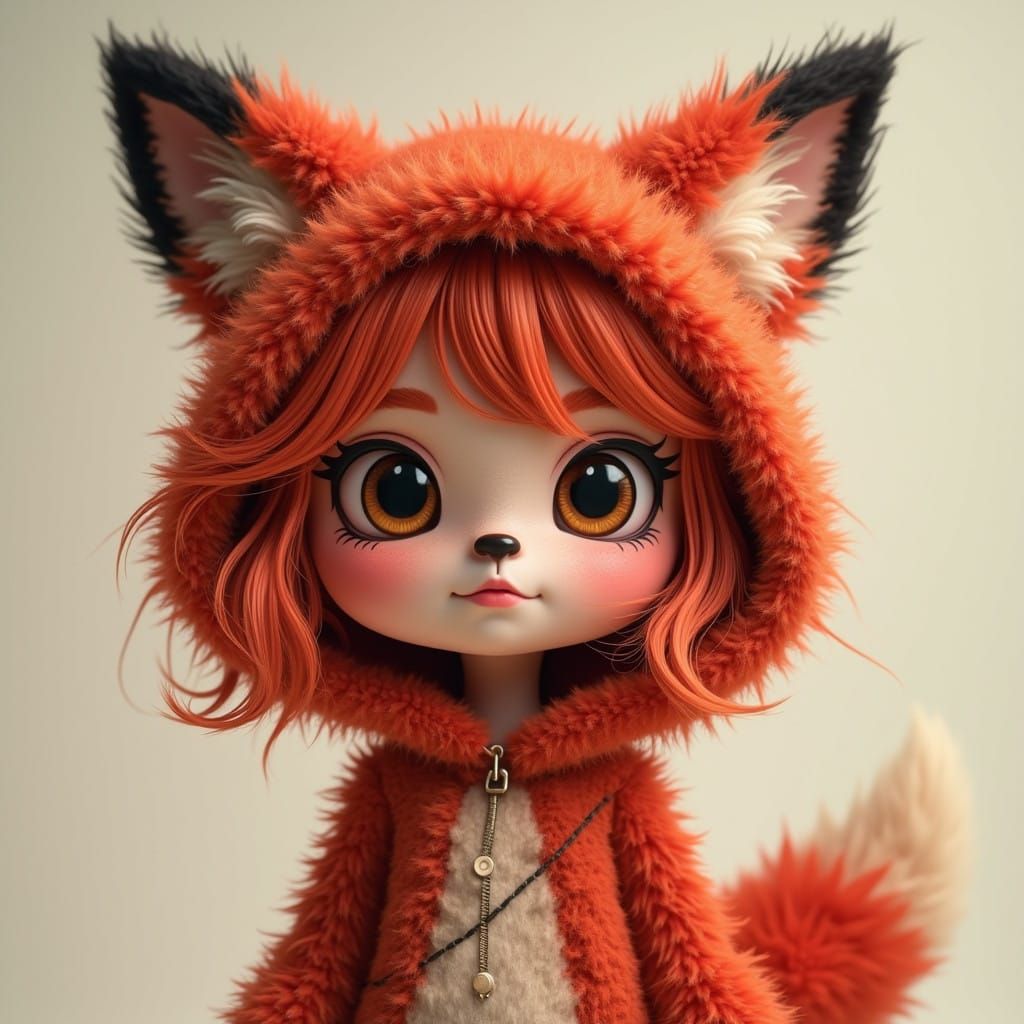 Whimsical Fox Carnival Girl in Furry Costume
