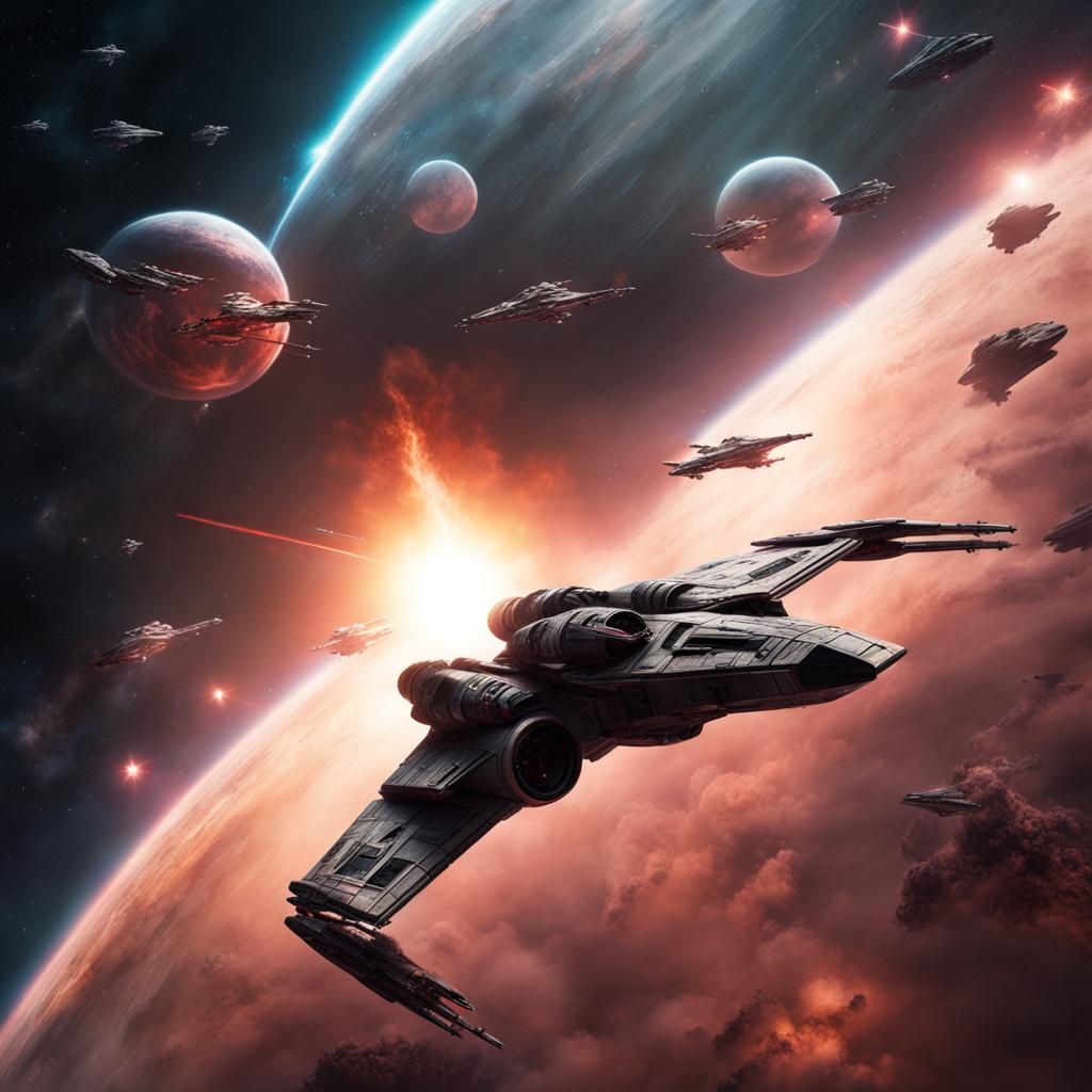 Star Wars Space Fighter in Nebula: Digital Matte Painting