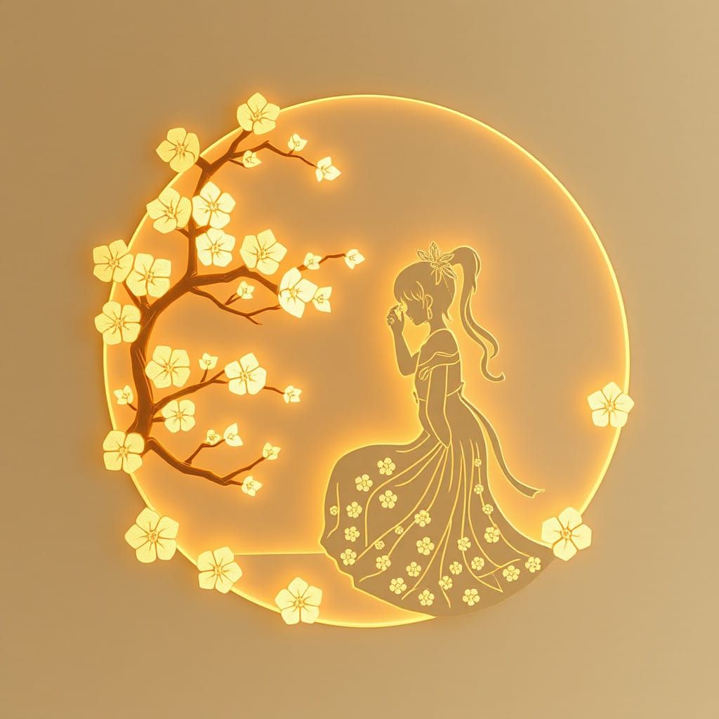 Delicate illuminated kirigami Shoujo in the style of naoko takeuchi