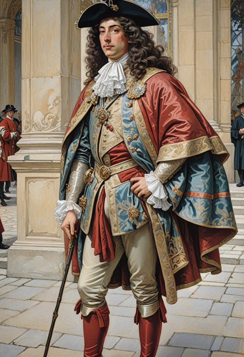 Versailles Courtier Portrait in Art Nouveau Style