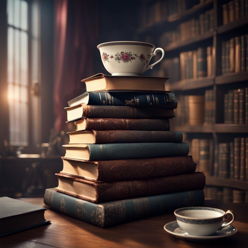 Teacup on Books: Dramatic Digital Matte Painting