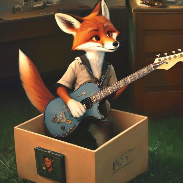 Zootopia Style Fox Character Playing Guitar