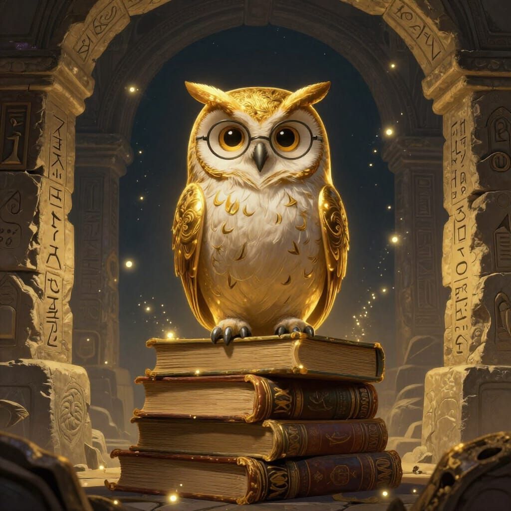 Wise Owl in Cosmic Library