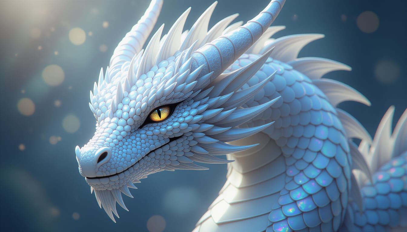 Iridescent Dragon Head in Ethereal Lighting