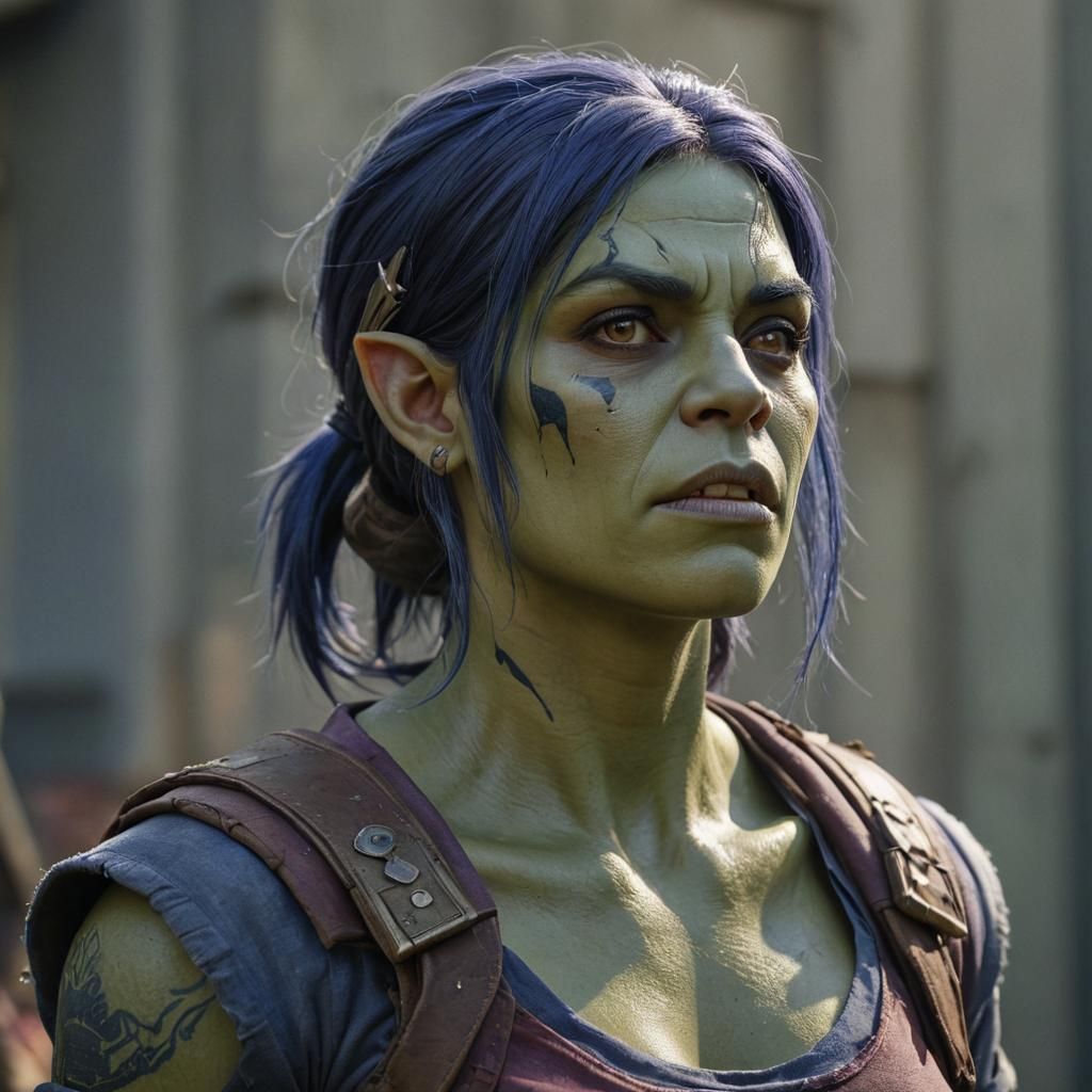 Worried Orc Stares Upward: Hyper-Realistic Concept Art