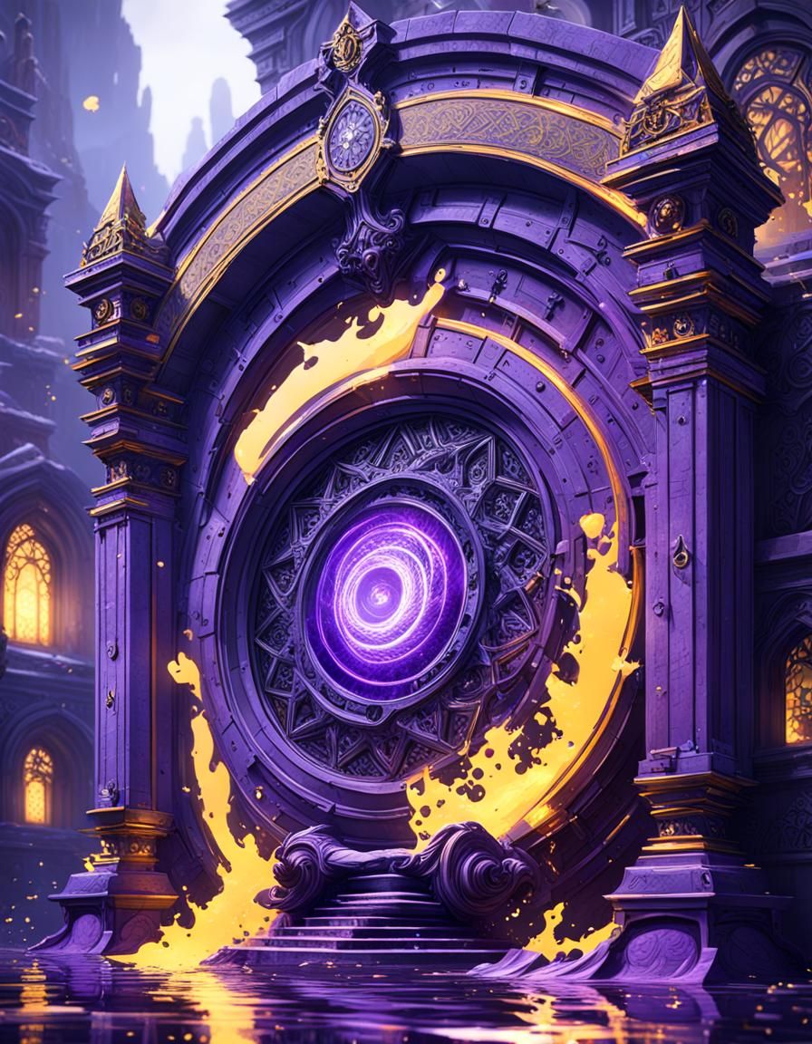 Fantasy Portals in Dark Landscape, Hyperdetailed Art