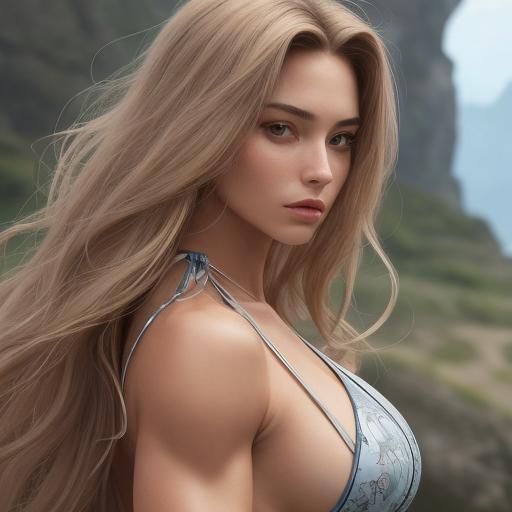 Realistic Portrait of a Muscular Woman in Bikini