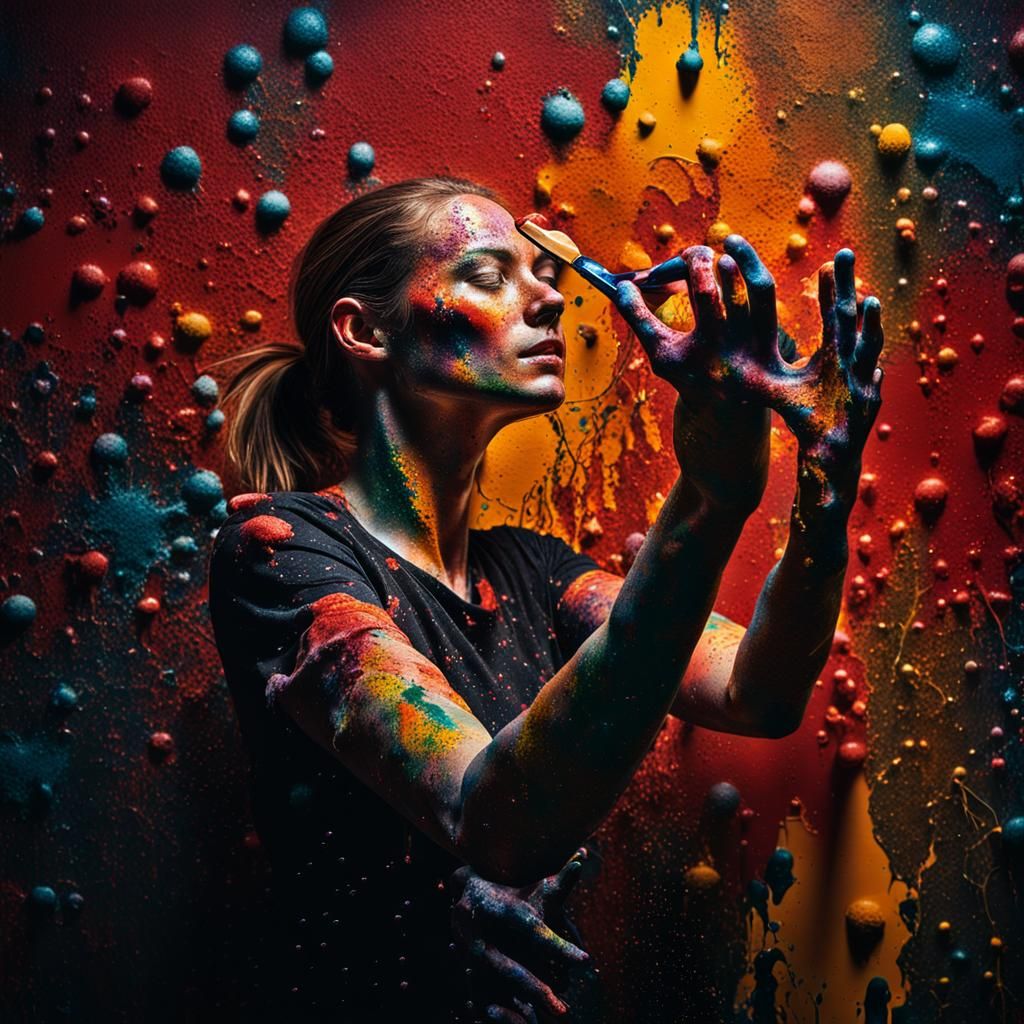 Painter Creates Woman with Vibrant Colors in Hyperrealism
