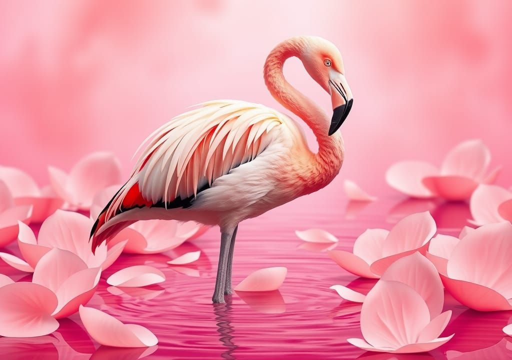 Pink Flamingo in Surrealist Style for Breast Cancer Awarenes...