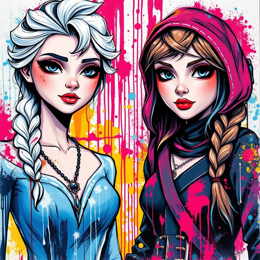 Rebel Disney Princesses in Vibrant Graffiti Art