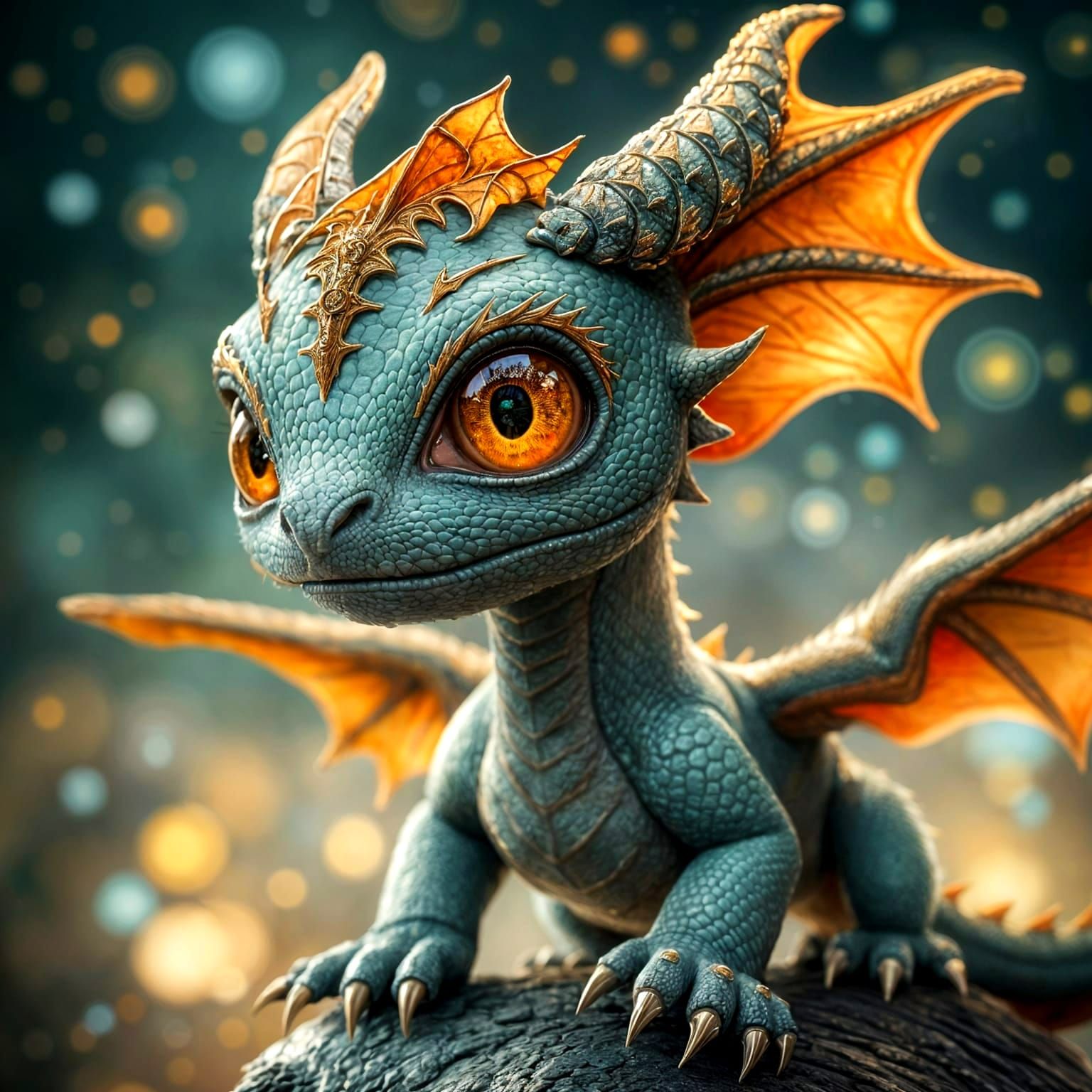 Magical European Baby Dragon in Intricate Filigree Style