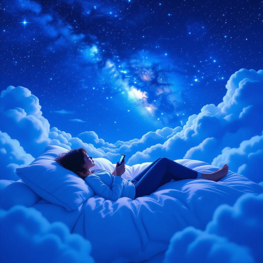 Dreamlike Flight Through Starry Skies in Retro-Futuristic St...