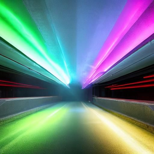 Neon Car on Deserted Road in Low-Poly Art