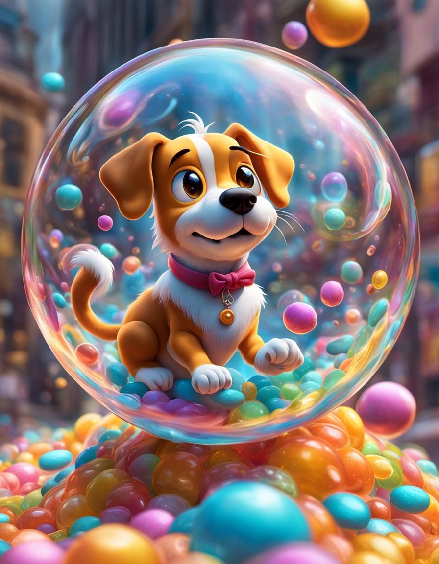 Catdog in a Bubble: Candy Art Style