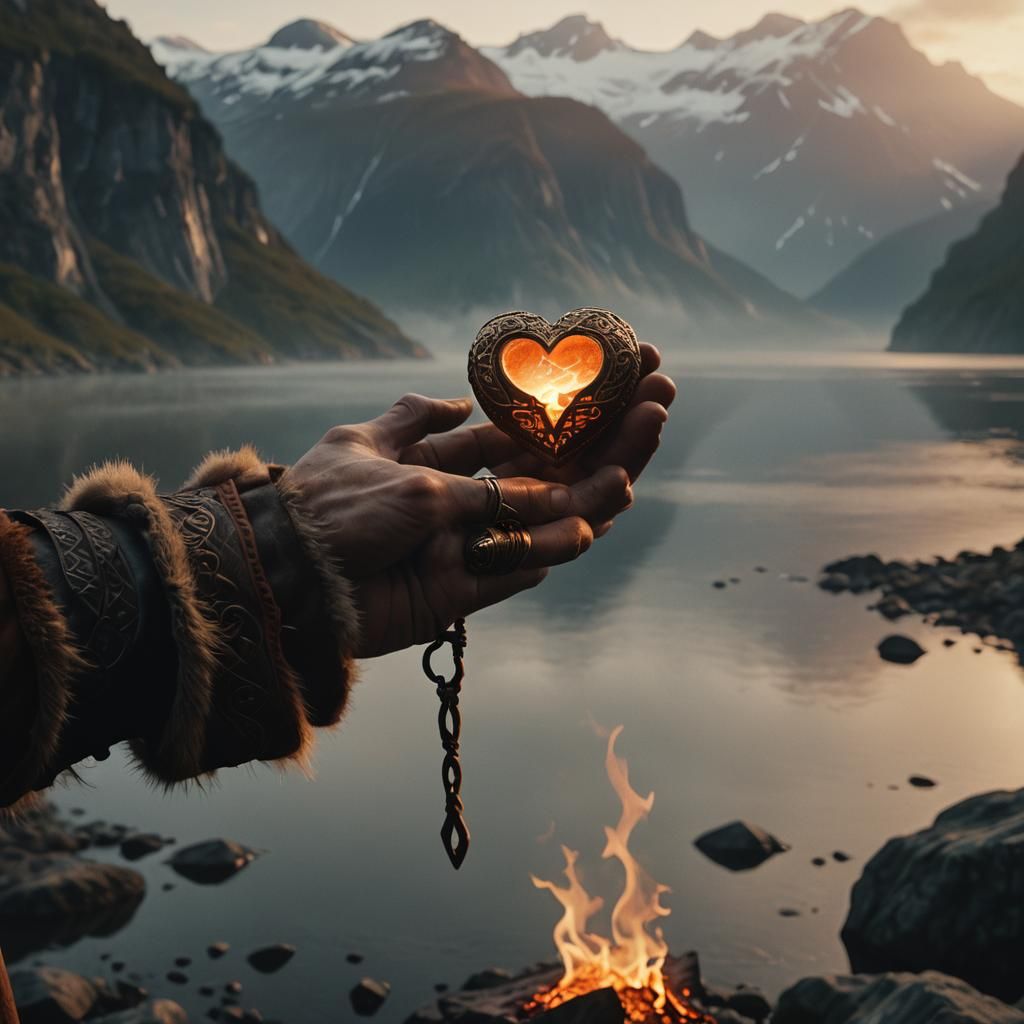 Viking Warrior's Ember Heart at Golden Hour