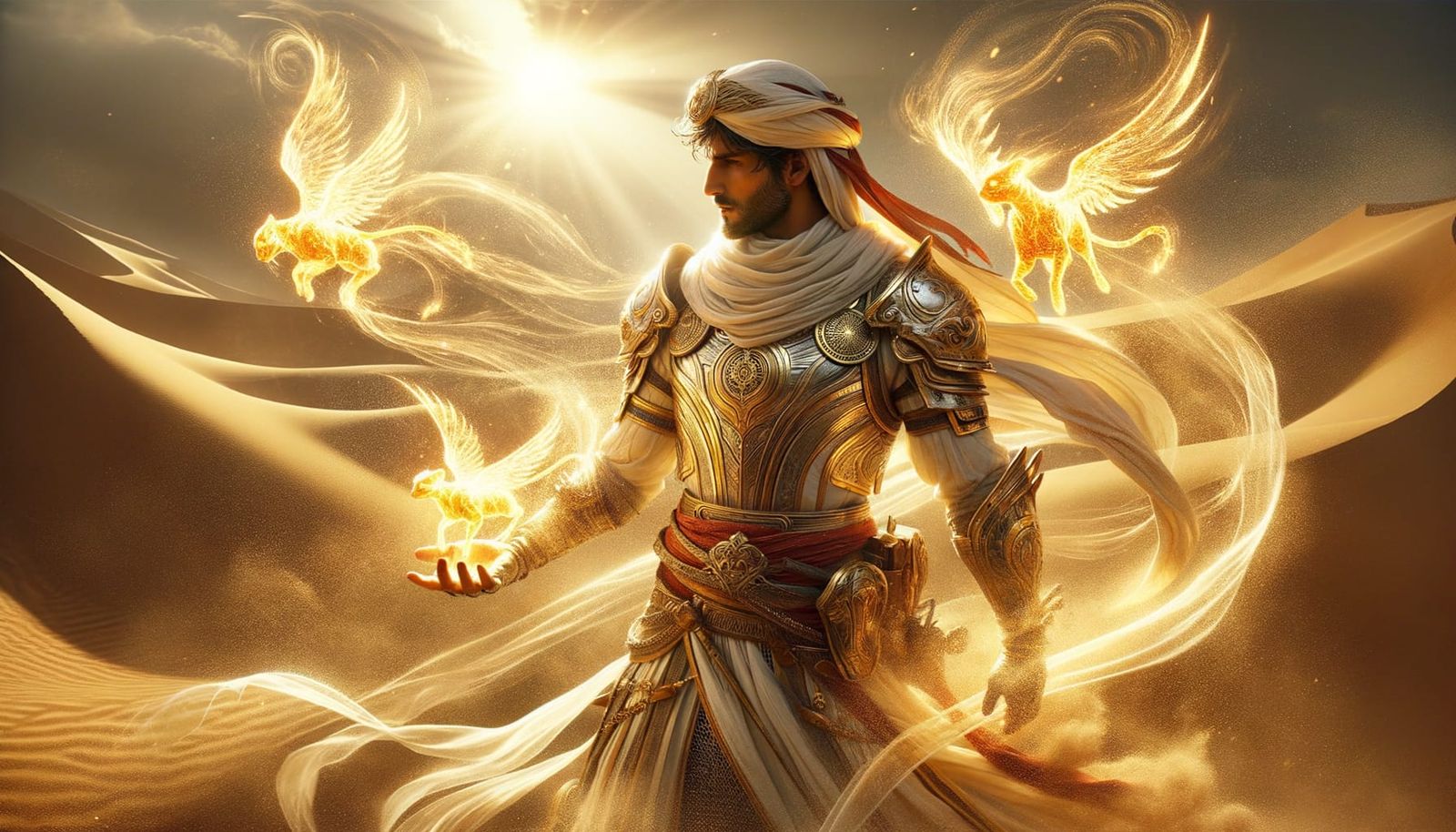 Desert Knight in Whirling Vortex of Light
