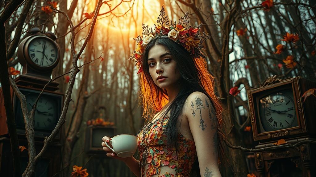 Goddess of Time in Melting Clock Forest