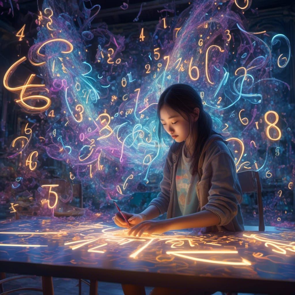Luminous 3D "Math Girl" in Hyperreal Style