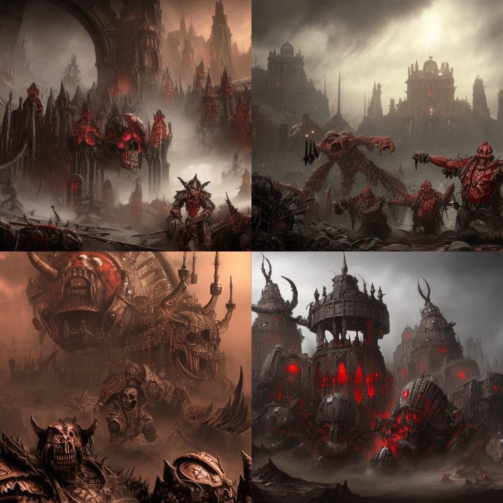 Epic Khorne Skulltakers in Digital Matte Painting