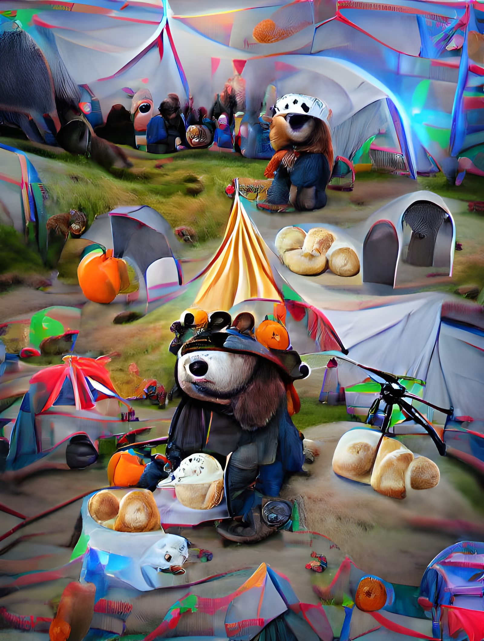 Homeless Bread Bear in Spooky Circus Tent