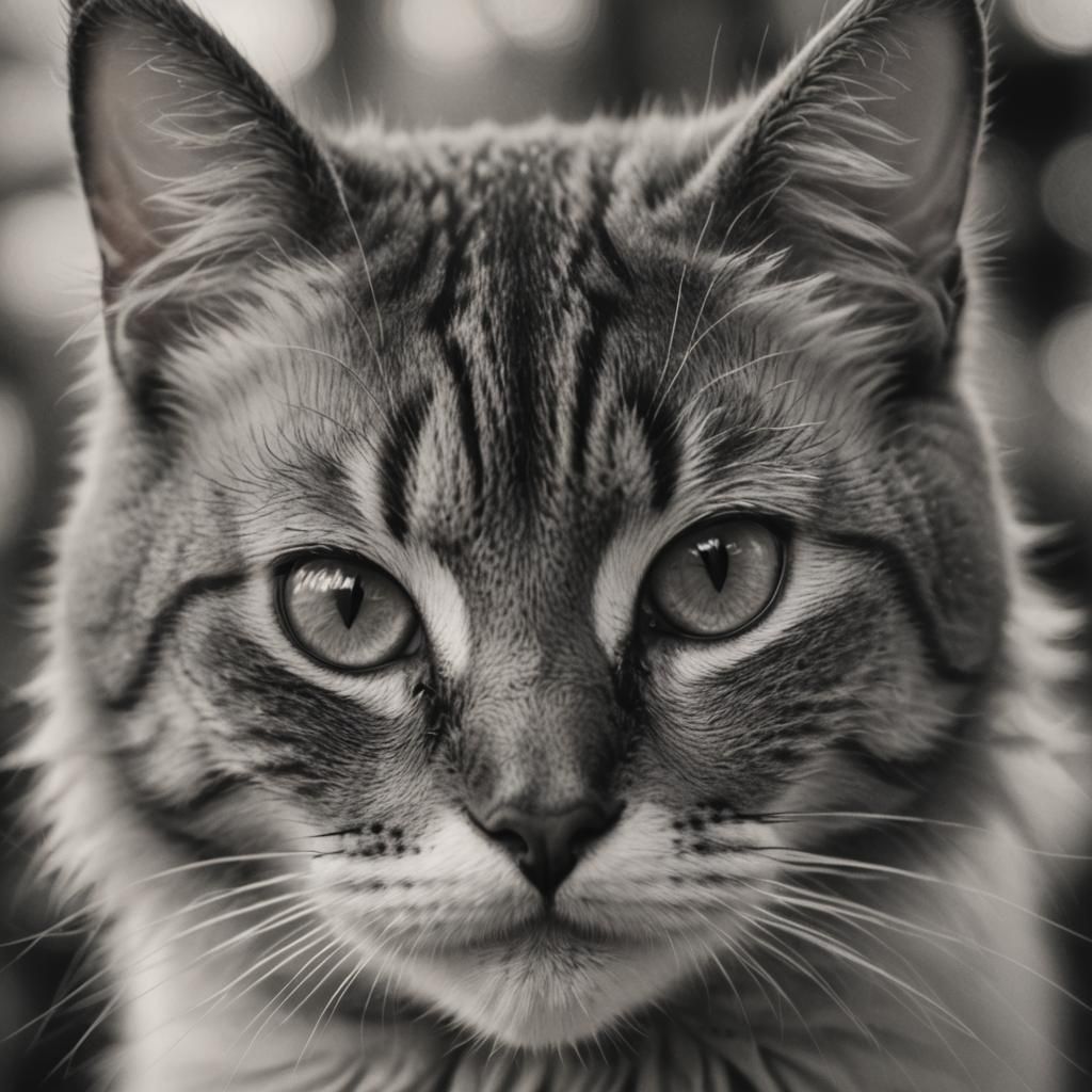 Detailed Charcoal Portrait of a Cuddly Cat
