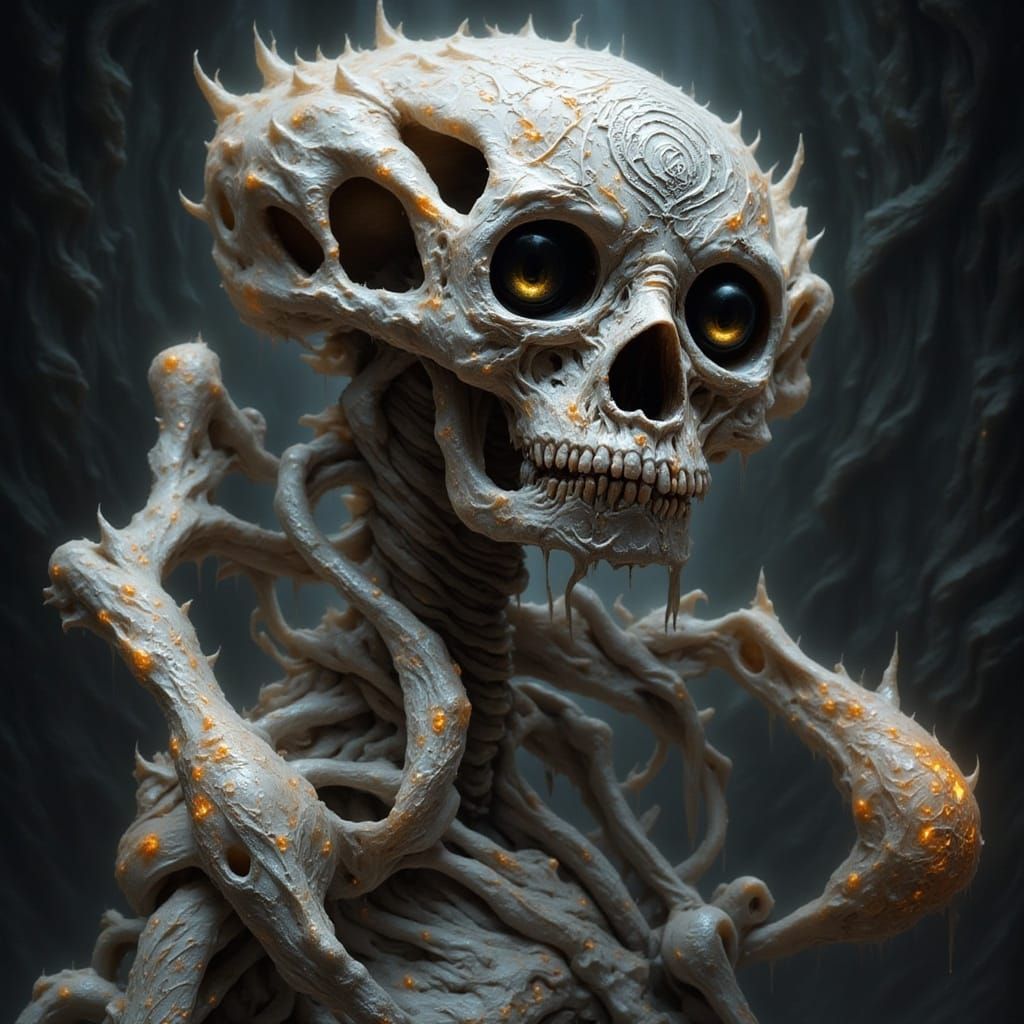 Skeletal Candy Golem in Dark Ethereal Style