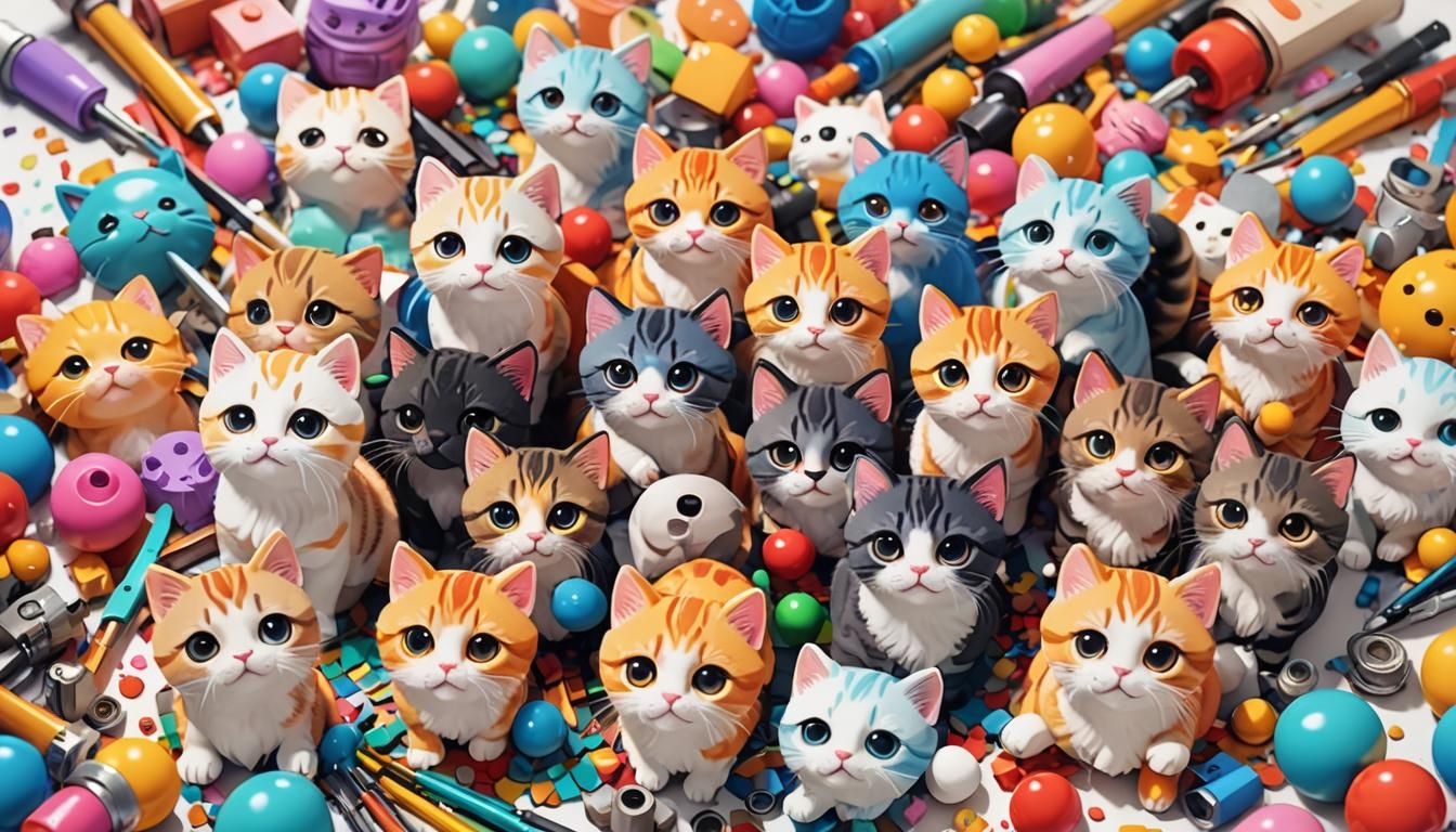 Chibi Cats Illustration for Crafting and Design