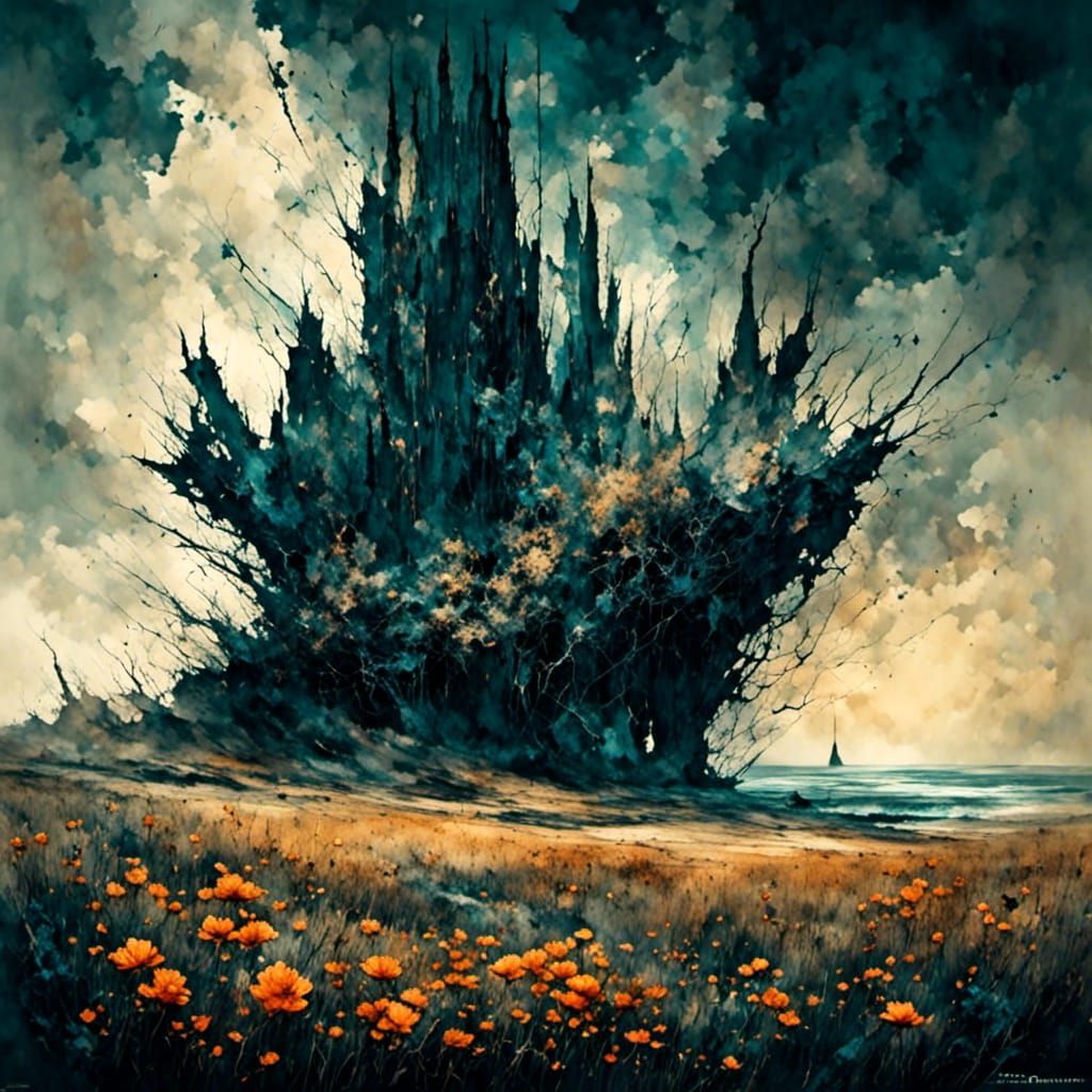 Geometric Meadow: An Abstract Ukiyo-e Collage