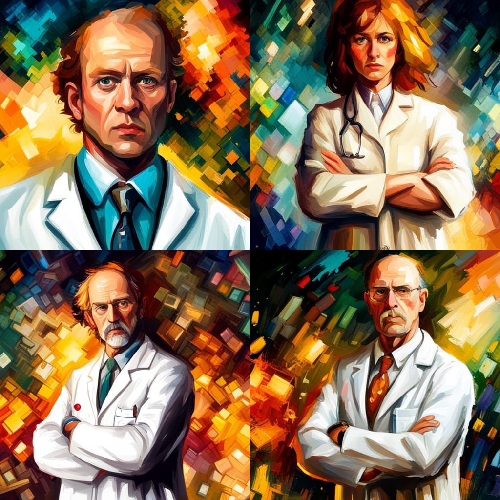 Mad Scientist in Lab Coat as Impressionist Art