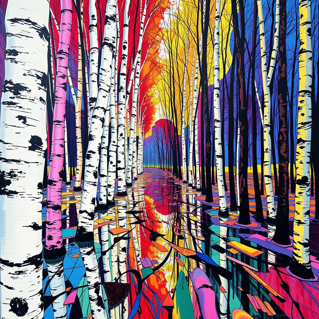 Lost Imaginative Concepts, fractured depth, birch illusion, abstraction, Francoise Nielly