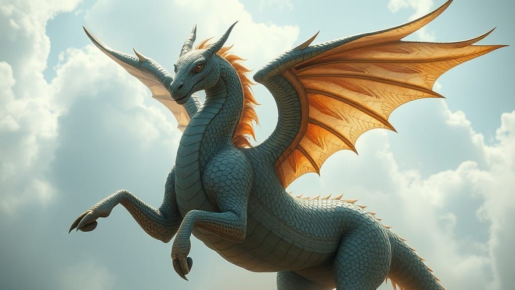 Serpentine Pegasus in Mystical Realm, Blending Art Styles