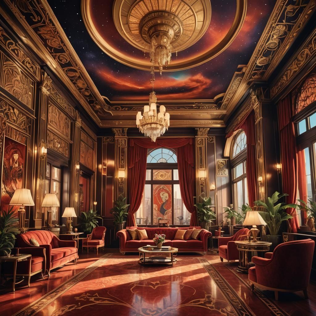 Luxurious Art Deco Interior with Golden Accents