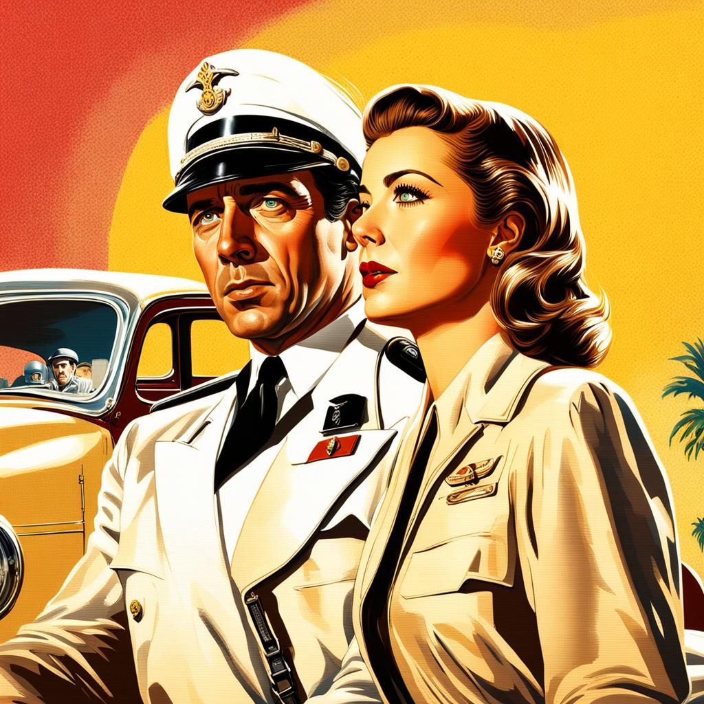 Rick and Ilsa: Hyperrealistic Casablanca Portrait