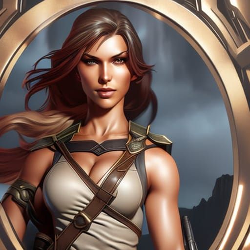 Lara Croft Portrait in Digital Art Style