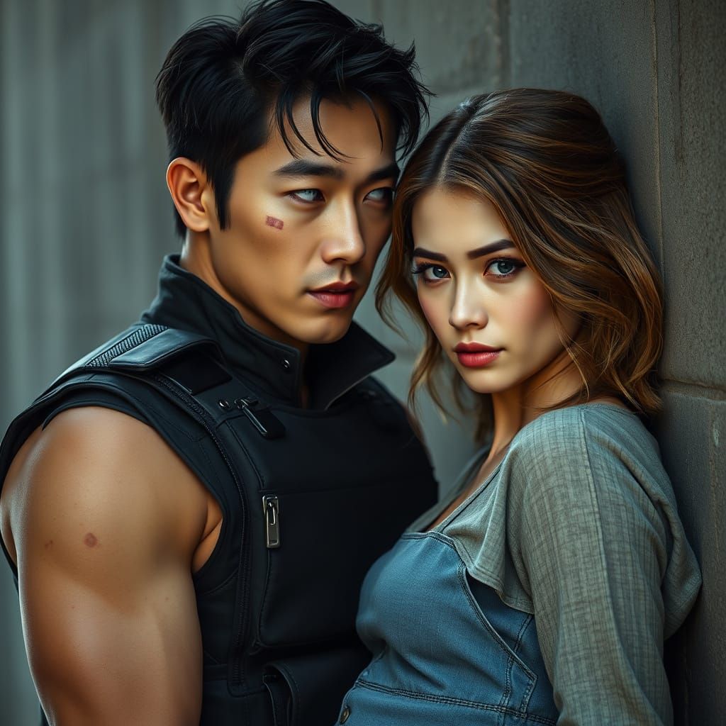 Epic Sci-Fi Digital Painting of Protector and Lover