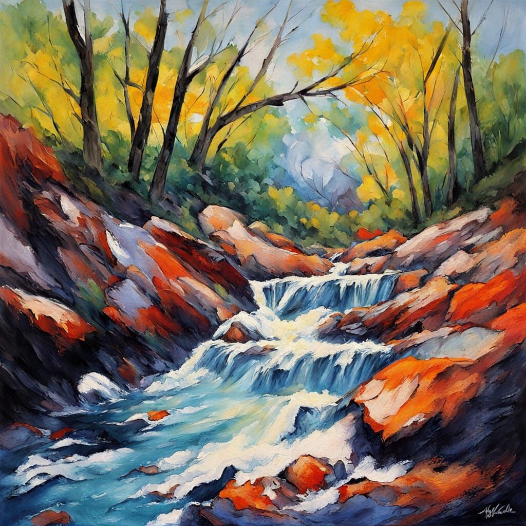 Neo-Impressionist Spring Choked by Rocks