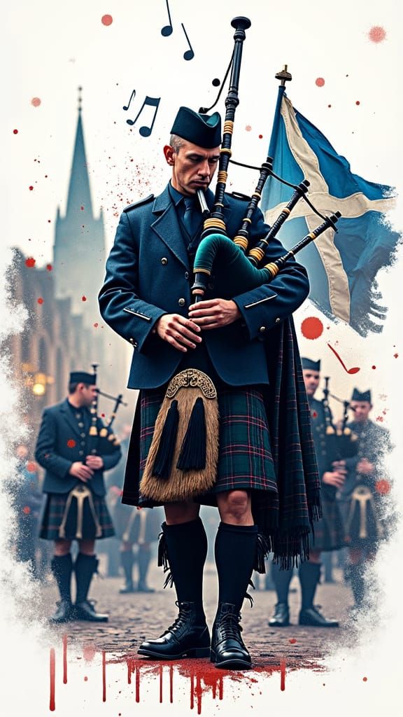 Scottish Musician in Double Exposure Portrait