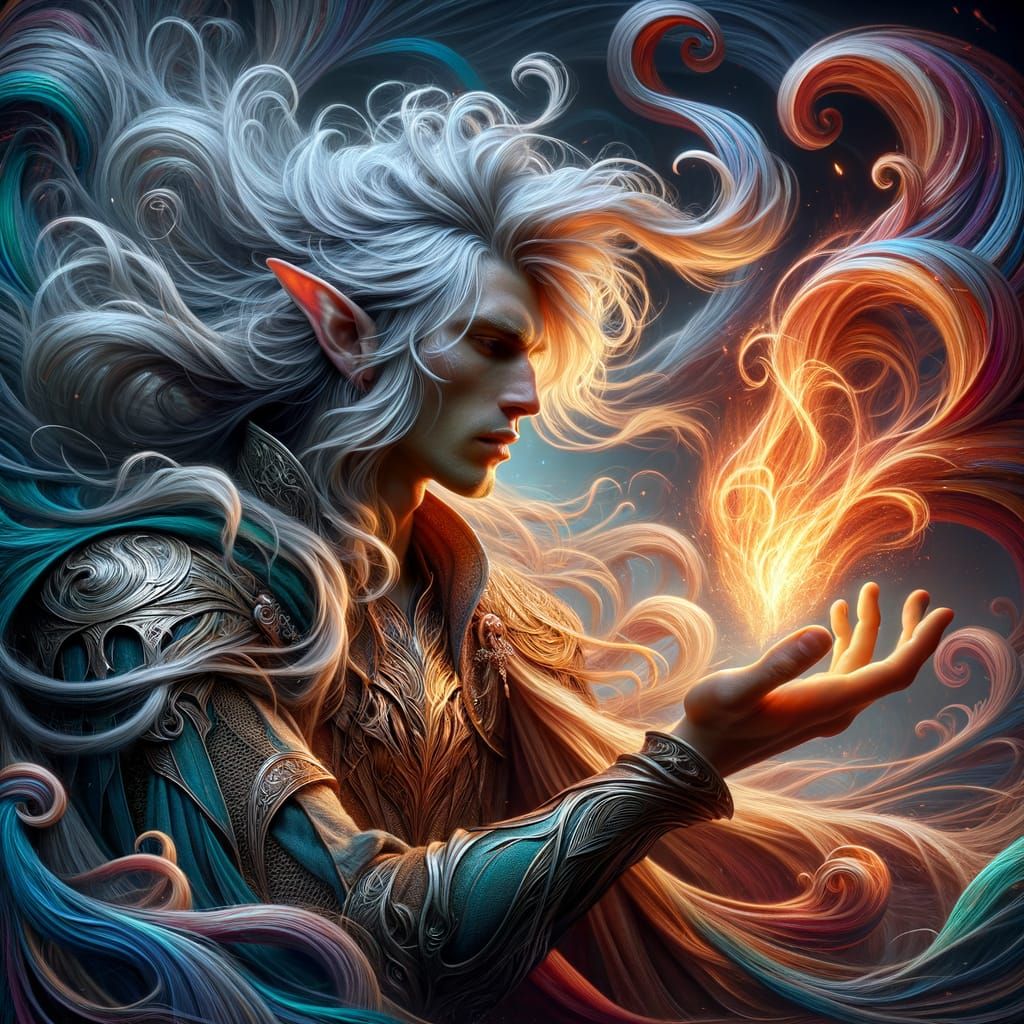 Ethereal Fantasy Warrior Unleashes Fiery Magic