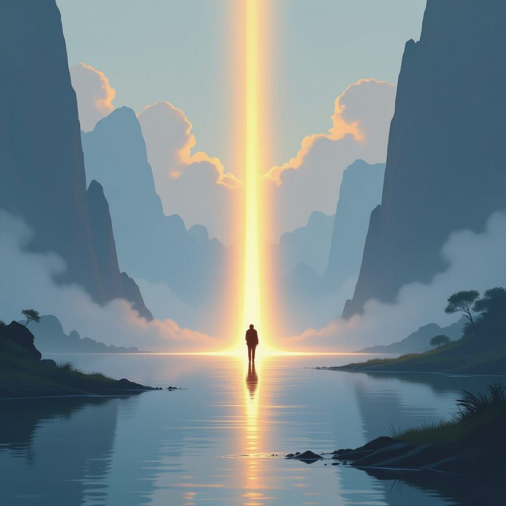 Ethereal Light Beam in Atmospheric Sci-Fi Style