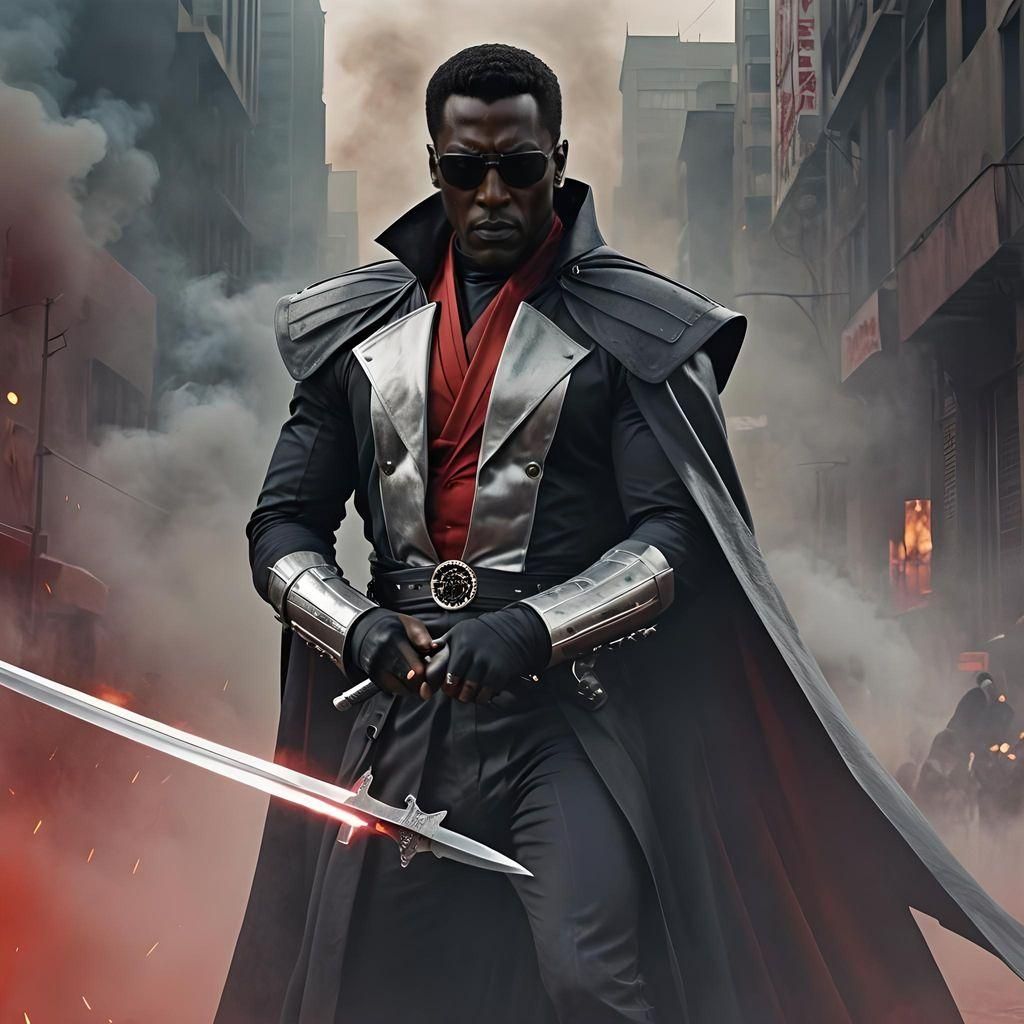 Blade, the Daywalker, in a Cinematic Action Scene