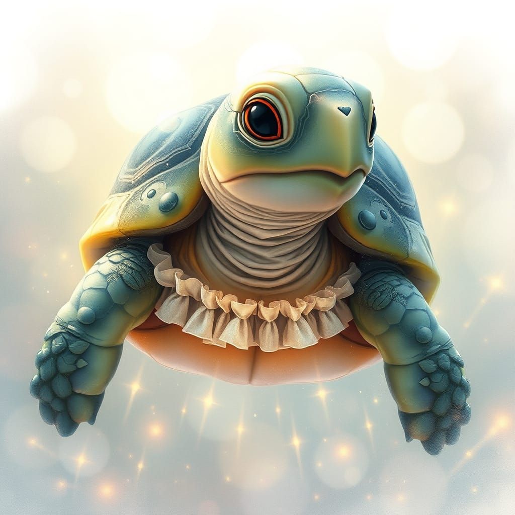 Whimsical Fantasy Turtle in a Dreamy Watercolor World