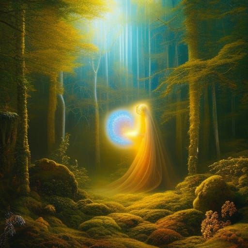 Fate Hybrid Woman in Mycelium Network: Octane Render