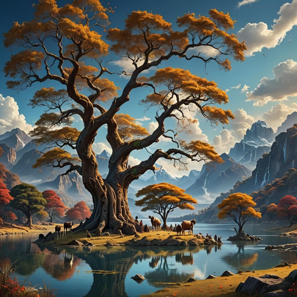 Krishna's Pastoral Scene: A Detailed Matte Painting
