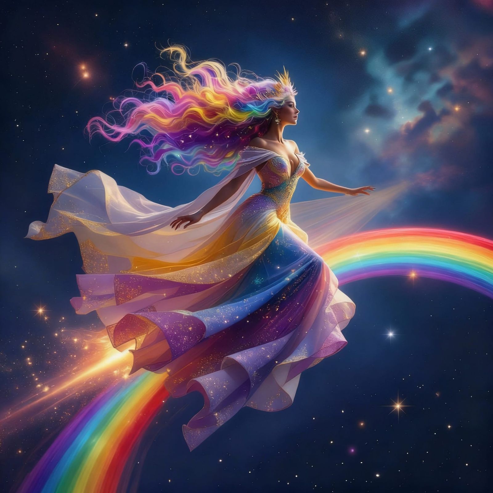 Star Woman Riding Shooting Star