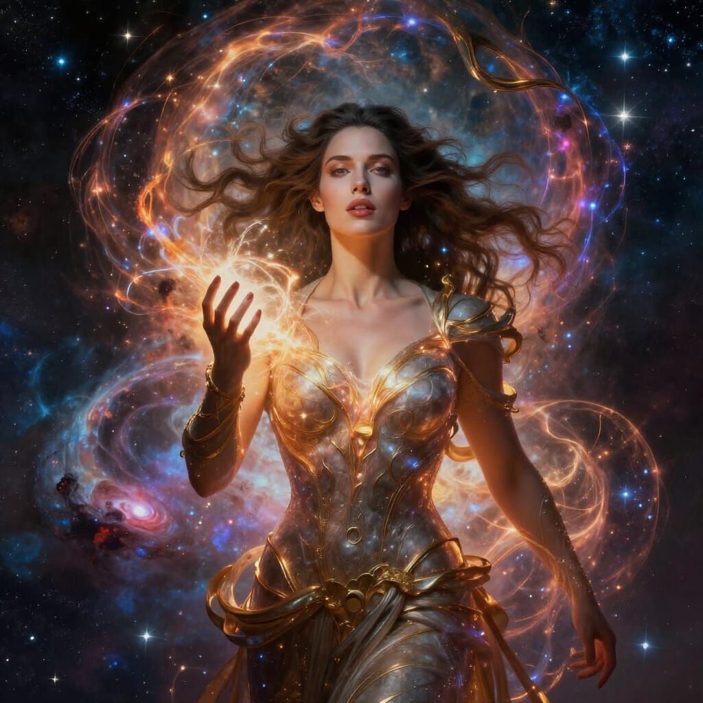 Woman Ascends to Peak Potential in Cosmic Digital Matte Pain...