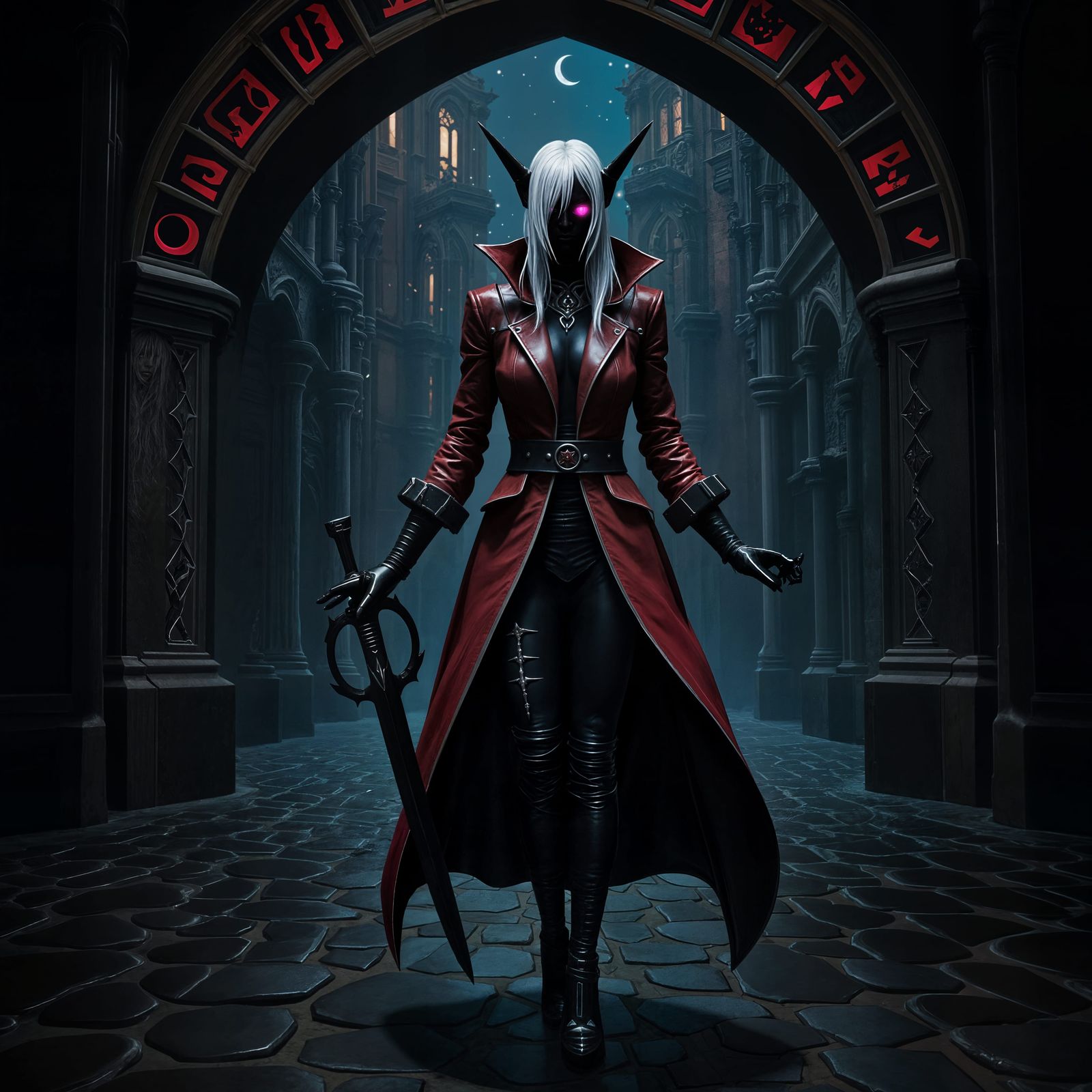 Drow Elf Lost in Forgotten City, Gothic Doomfunk Style